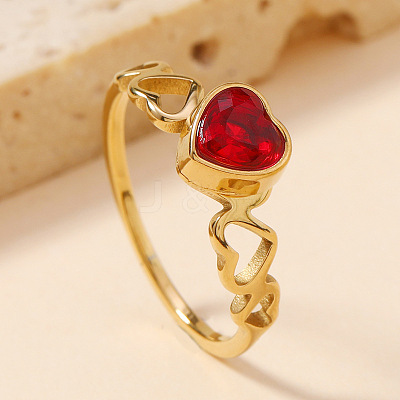 201 Stainless Steel Cubic Zirconia Finger Rings WG70560-04-1