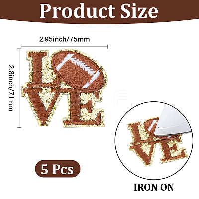 5Pcs Sports Polyester Glitter Powder Embroidery Sew On Patches PATC-GF0001-90-1