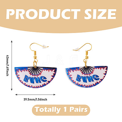 1 Pairs Acrylic Fan Dangle Earrings EJEW-TA0001-74-1