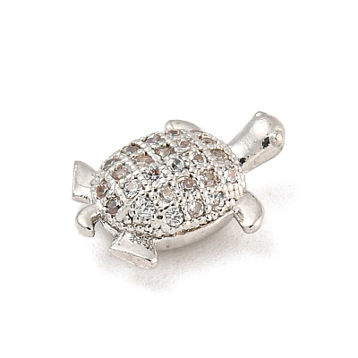 Rack Plating Brass Micro Pave Clear Cubic Zirconia Beads KK-P277-30P-1