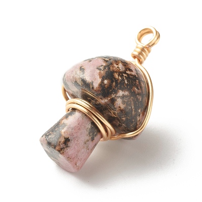 Natural Rhodonite Pendants PALLOY-JF01134-03-1