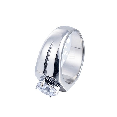 304 Stainless Steel Pave Clear Cubic Zirconia Finger Rings for Men FS-WG96A01-02-1