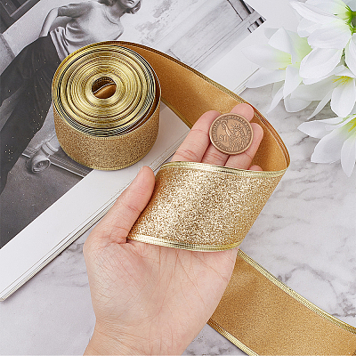 Sparkle Wired Edge Polyester Ribbon OCOR-WH0071-026A-1