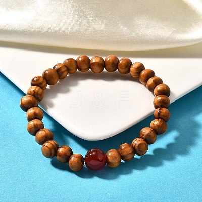 Wood Beaded Stretch Bracelets BJEW-JB01941-1