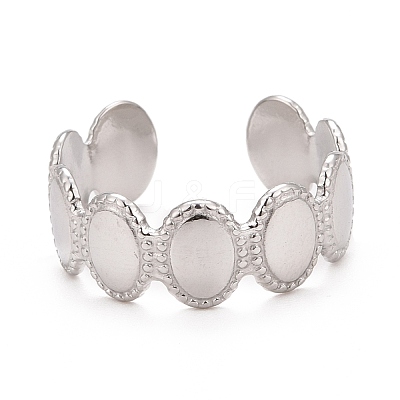 Non-Tarnish 304 Stainless Steel Oval Wrap Open Cuff Ring for Women RJEW-C025-05P-1