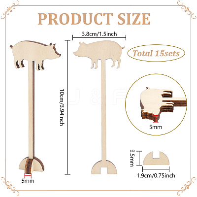 15Pcs Wood Menu Selection Sign AJEW-FG0005-87A-1