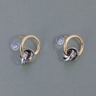 Two Tone Brass Twisted Hoop Earrings CZ4094-1