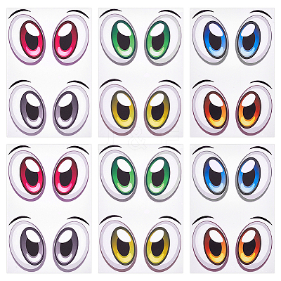 6 Sheets 3 Colors Paper Picture Stickers STIC-PH0001-04-1