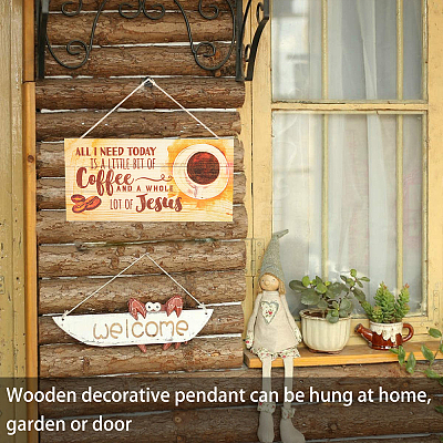 1Pc Natural Wood Hanging Wall Decorations for Front Door Home Decoration AJEW-CN0001-02I-1