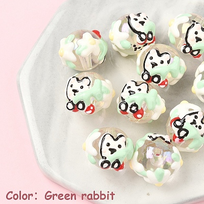10Pcs Hand Painted Acrylic with Enamel Beads MACR-YW0003-28A-1