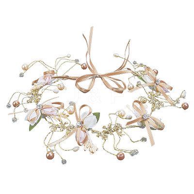 1Pc Alloy with Resin and Polyester Headpiece Cap AJEW-CY0001-92-1