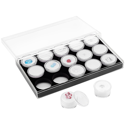 15 Slots Round Acrylic Loose Diamond Storage Boxes CON-WH0089-78B-1