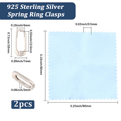 2Pcs 925 Sterling Silver Spring Gate Rings STER-BBC0008-74-1