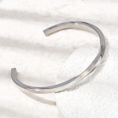 304 Stainless Steel Cuff Bangles for Women BJEW-H644-04P-1