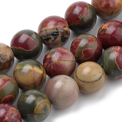 Natural Polychrome Jasper/Picasso Stone/Picasso Jasper Beads Strands G-S259-23-6mm-1