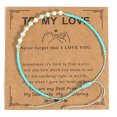 Elegant Natural Gemstone & Glass Seed Round Beads Braided Beaded Bracelets for Women HW1161-10-1