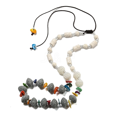 Dyed Lava Rock with Shells NJEW-Z031-01D-1