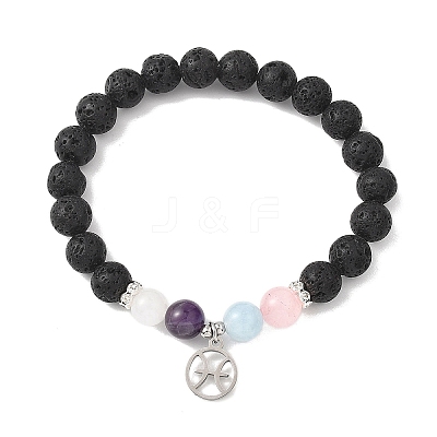 12Pcs 12 Constellations 304 Stainless Steel Charm Bracelets BJEW-JB12703-1