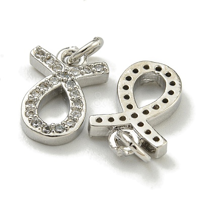 Rack Plating Brass Micro Pave Cubic Zirconia Pendants KK-K386-02I-P-1