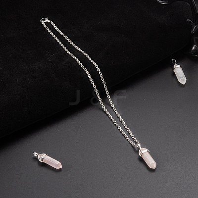 5Pcs 5 Style Natural Gemstone Pointed Pendants G-FS0001-26-1