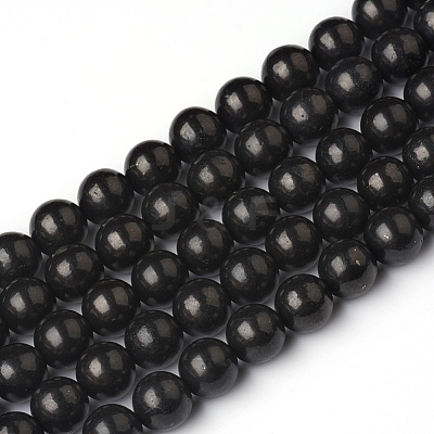 Natural Shungite Beads Strands G-I271-C03-4mm-1
