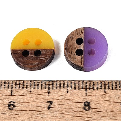 Opaque Resin & Walnut Wood Buttons RESI-N053-36-1
