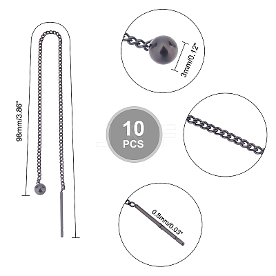 10Pcs 304 Stainless Steel Ear Thread EJEW-UN0002-02-1