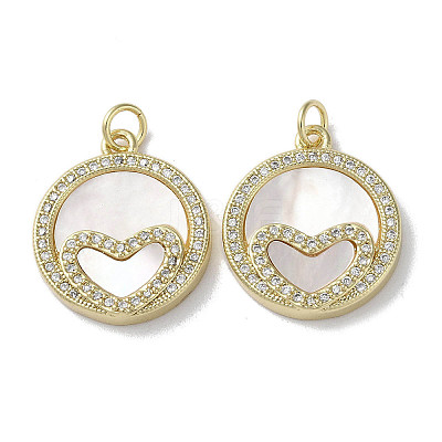 Brass Micro Pave Cubic Zirconia Pendants KK-G485-34J-G-1