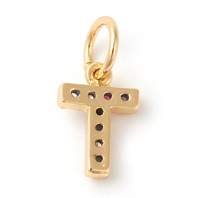 Brass Micro Pave Colorful Cubic Zirconia Charms ZIRC-F092-01-T-1
