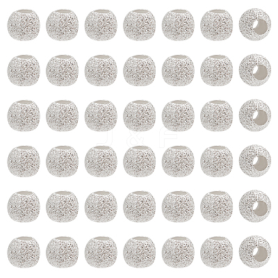 50Pcs Round 925 Sterling Silver Textured Beads STER-PH0001-66-1