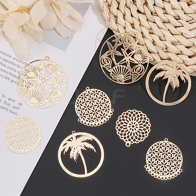 32Pcs 4 Styles Brass Pendants KKC-CA0001-08-1