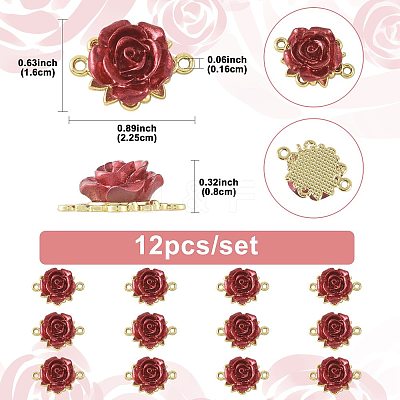 12Pcs Valentine's Day Rose Flower Alloy Links Connectors FIND-FS0004-87-1