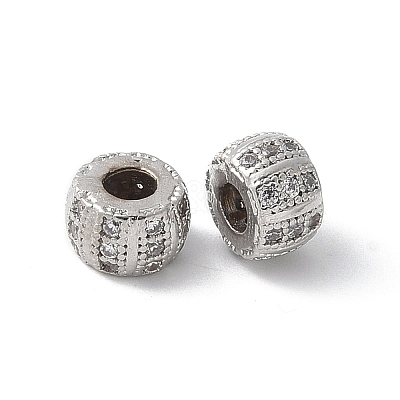 Brass Micro Pave Cubic Zirconia Beads KK-D324-20P-1