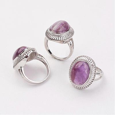Natural Amethyst Finger Rings RJEW-P122-05-1