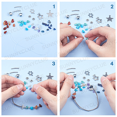 DIY Gemstone Bead Stretch Bracelets Making Kits DIY-SC0012-17-1
