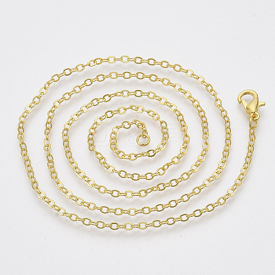 Brass Cable Chains Necklaces X-MAK-N029-01G-1