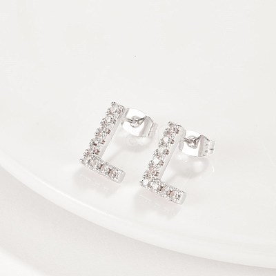 Brass Cubic Zirconia Stud Earrings EJEW-BB35118-L-1