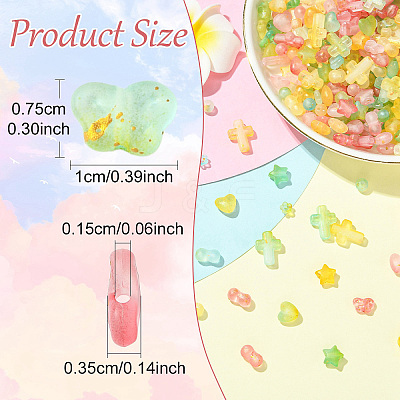350Pcs 7 Styles Frosted Transparent Acrylic Beads OACR-YW0004-64-1