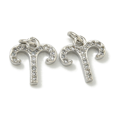 Rack Plating Brass Micro Pave Cubic Zirconia Pendants KK-K386-02G-P-1