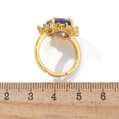 Sunflower Natural & Synthetic Gemstone Finger Rings RJEW-B113-03G-1