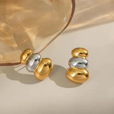 Two Tone 304 Stainless Steel Stud Earrings for Women FM7077-1