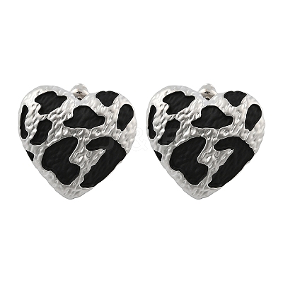 Leopard Print Brass Enamel Stud Earrings for Women EJEW-U055-15C-S-1