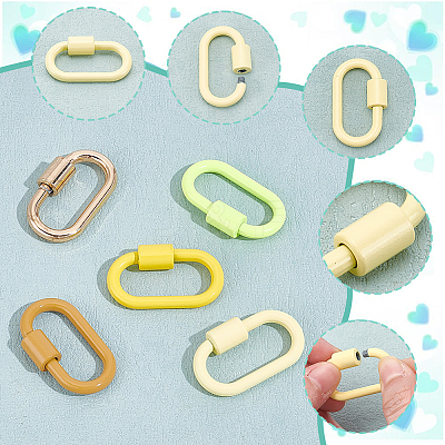 5Pcs 5 Styles Baking Paint Alloy Screw Locking Carabiners FIND-DR0002-38-1