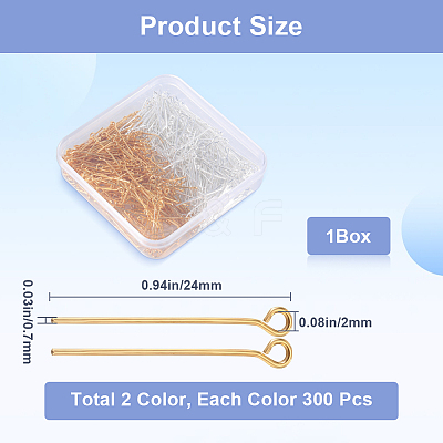 600Pcs 2 Colors Brass Eye Pin KK-SP0001-68A-1