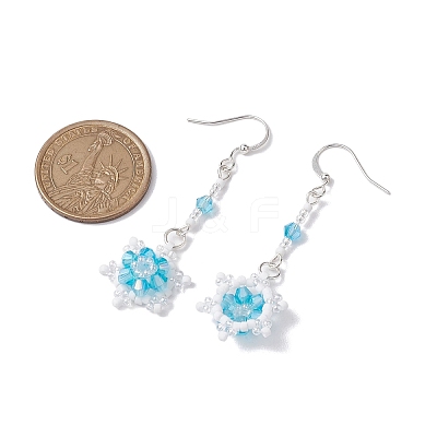 Glass Seed Beaded Dangle Earrings EJEW-MZ00171-01-1