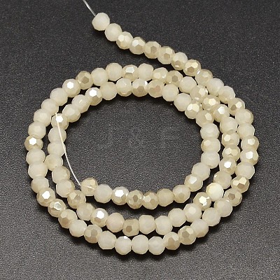 Faceted Round Half Rainbow Plated Imitation Jade Electroplate Glass Beads Strands X-EGLA-J130-HR04-1