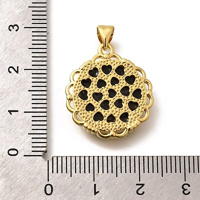 Brass with Natural Shell Carved Pendants KK-Z091-07G-01-1