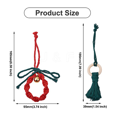 2 Sets 2 Style Christmas Theme Cotton Weave Pendant Decorations Sets HJEW-CF0001-11-1