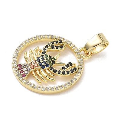 Brass Micro Pave Colorful Cubic Zirconia Pendants KK-K368-40G-1
