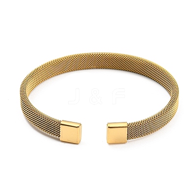 304 Stainless Steel Wire Mesh Cuff Bangles for Women BJEW-D022-01C-G-1